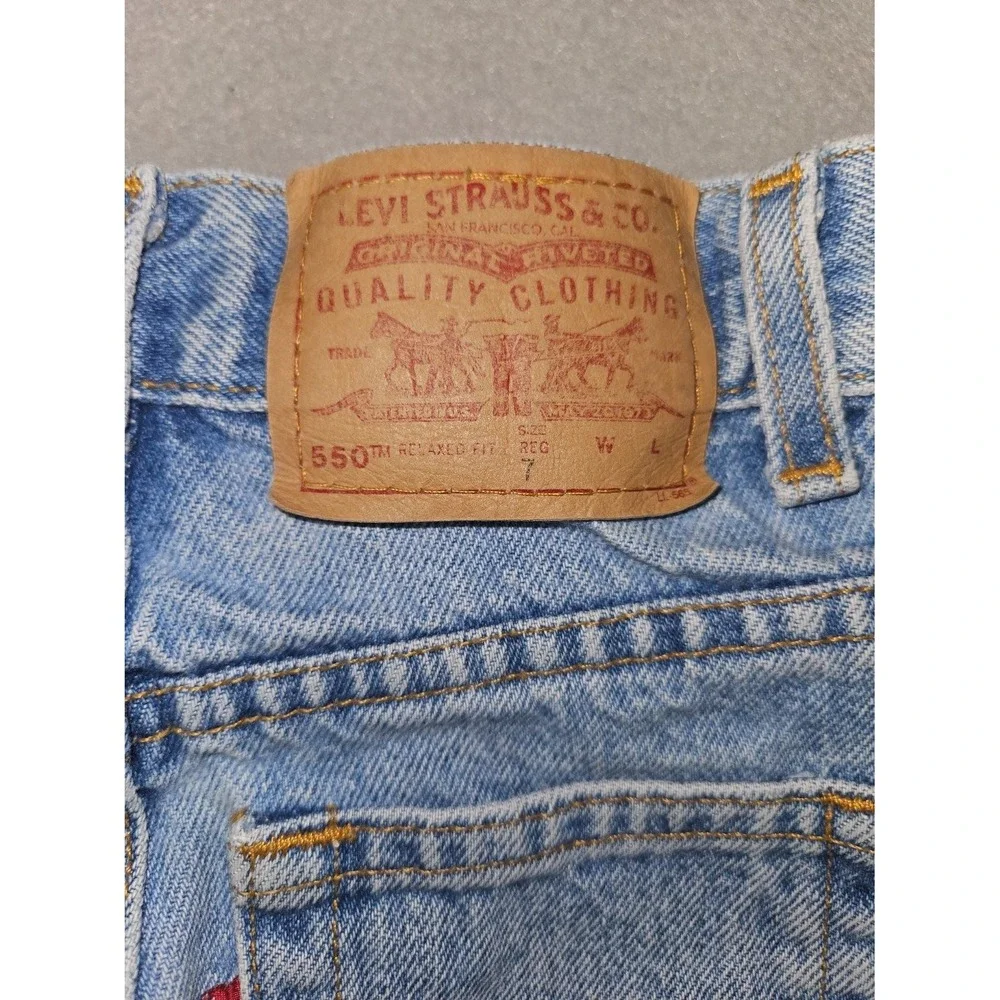 Vintage Levi's 550 Jeans Kids Size 7 Relaxed Fit Light Wash Cotton 24112-0234